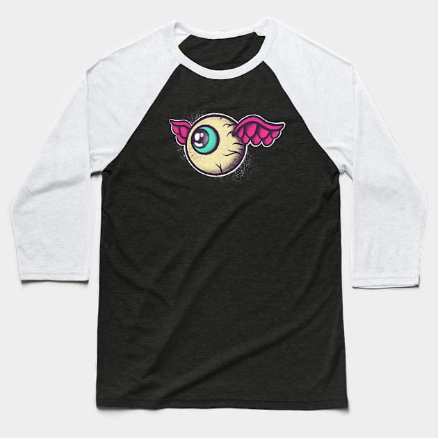 Eye With Wings Tattoo Style Pop Art Baseball T-Shirt by Foxxy Merch